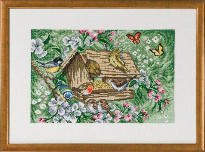 Embroidery Kit The Birdhouse in the Garden R5350 47 x 34 cm / 18.5 x 13.39 in