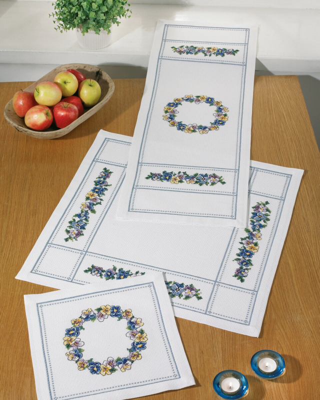 Embroidery Kit Violets 34 x 94 cm / 13.39 x 37.01 in