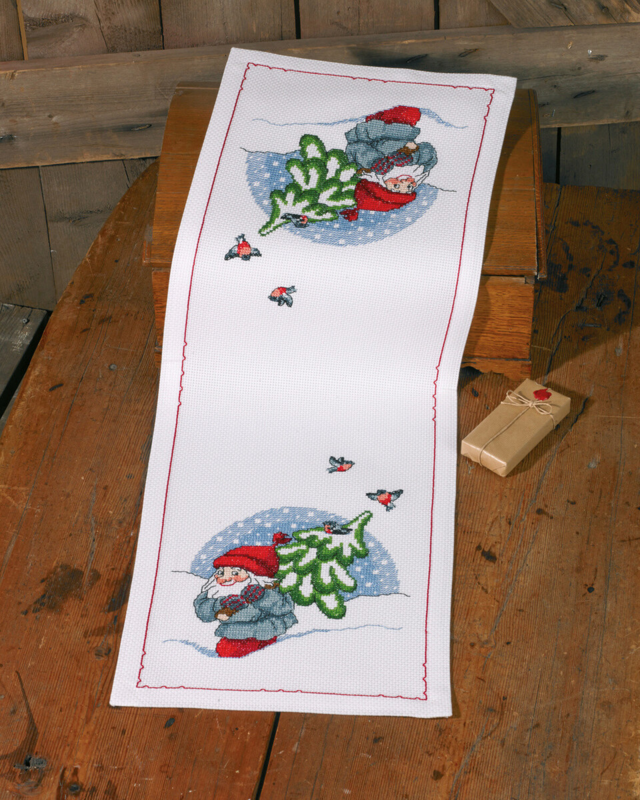 Embroidery Kit Gnome with Christmas Tree 34 x 94 cm / 13 x 37 in
