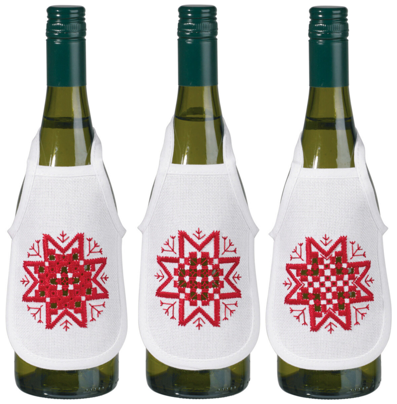 Embroidery Kit Hardanger star red 3 pcs 10 x 15 cm / 4 in x 6 in