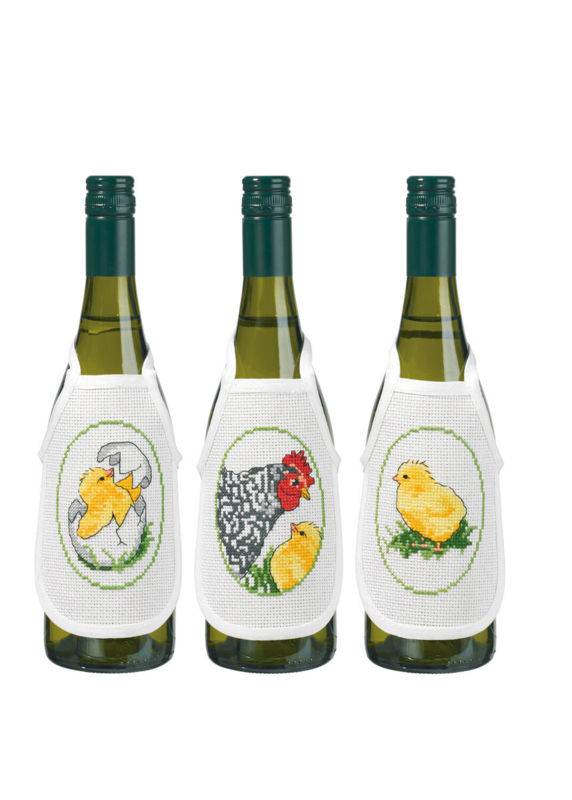 Embroidery Kit Easter 3 pack bottle tags 10 x 15 cm / 3.94 x 5.91 in