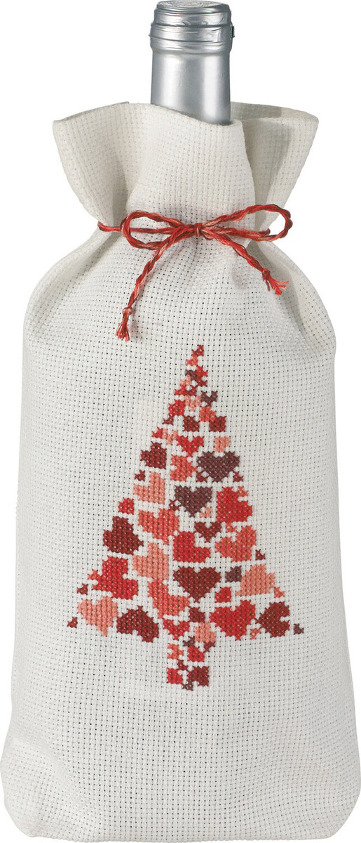Embroidery Kit Christmas tree with hearts 16 x 28 cm / 6.30 x 11.02 in