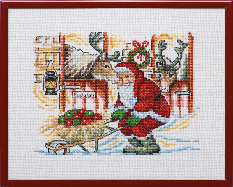 Embroidery Kit Santa & Apples R5798 25 x 20 cm / 9.84 x 7.87 in