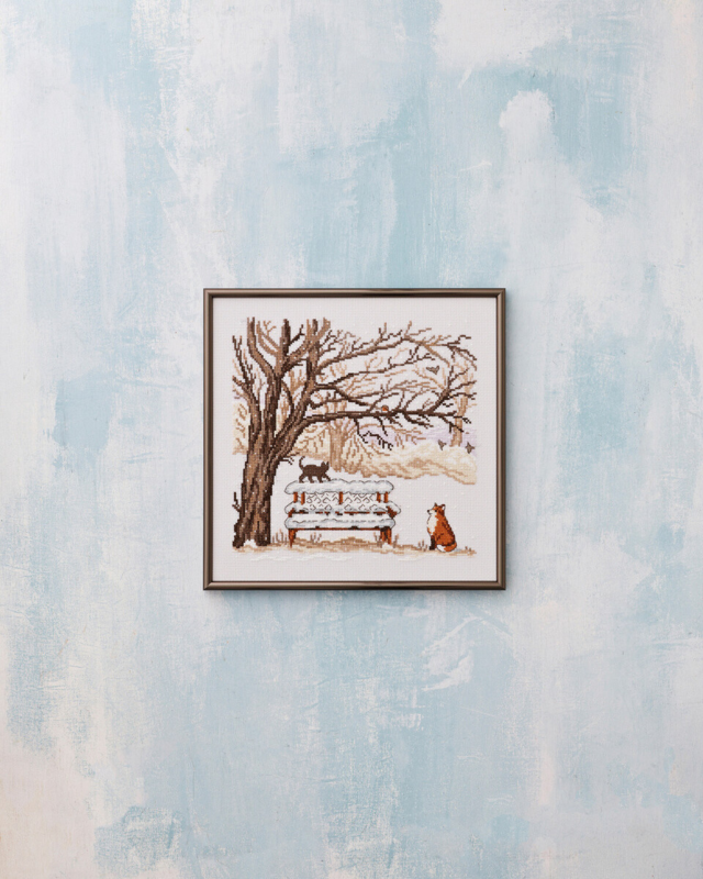 Embroidery Kit Winter Fox 30 x 30 cm / 12 x 12 in