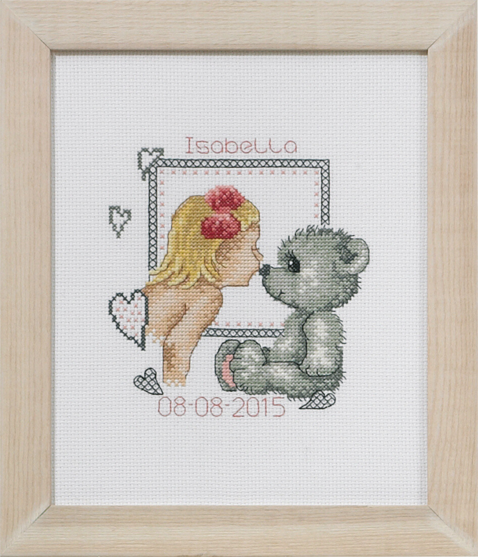 Embroidery Kit Teddy Kiss Isabella 19 x 23 cm / 7.48 x 9.06 in