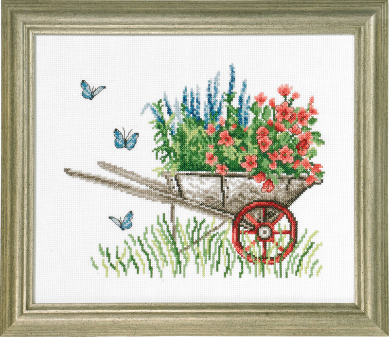 Embroidery Kit Wheelbarrow R5025 26 x 31 cm / 10.24 x 12.20 in