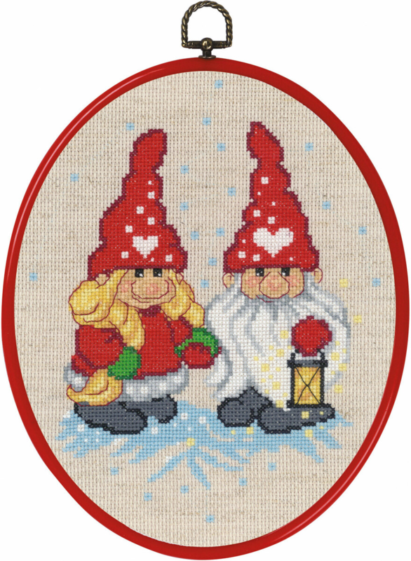 Embroidery Kit Pair of Elves / Lantern 20 x 26 cm / 8 x 10 in