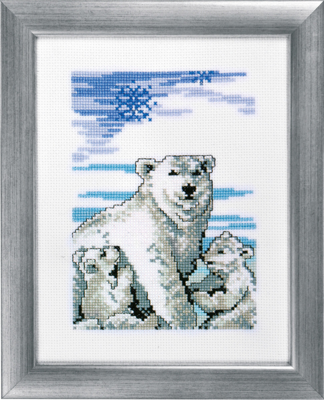 Embroidery Kit Polar Bear with Cubs R5640 17 x 22 cm / 7 x 9 in