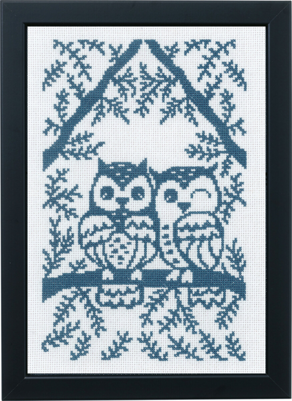 Embroidery Kit Owls 29 x 20 cm / 11.42 x 7.87 in