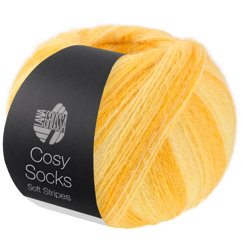 Lana Grossa Cosy Socks Soft Stripes 111 Yellow/egg-yolk yellow/saffron yellow