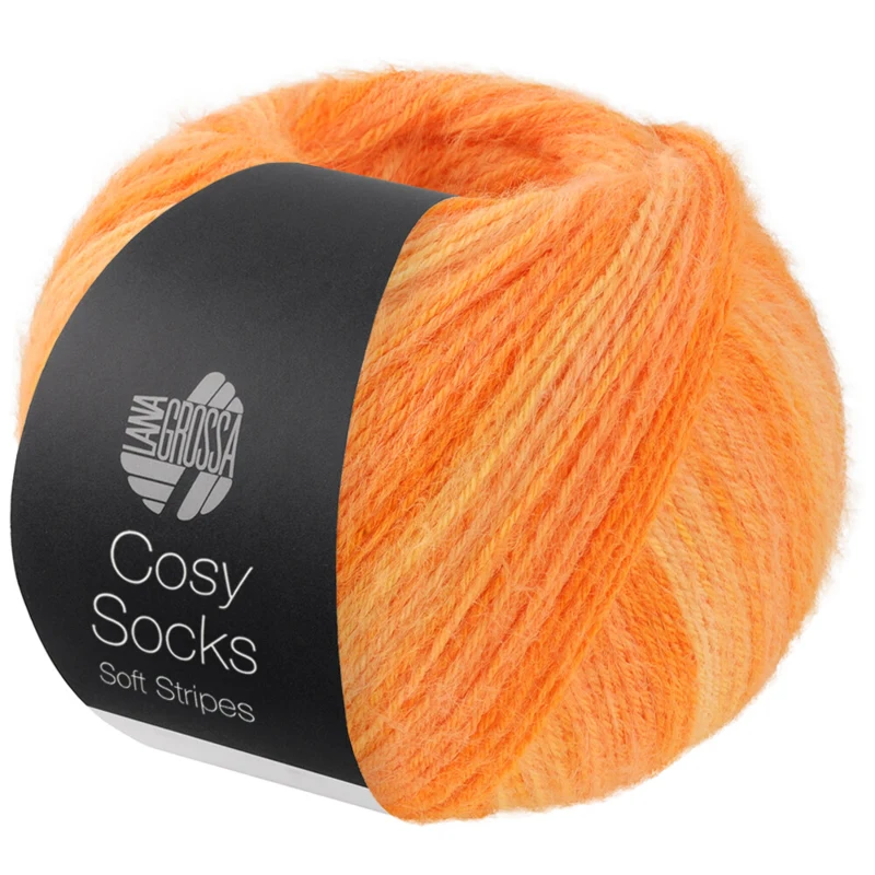 Lana Grossa Cosy Socks Soft Stripes 112 Pale orange/mandarin/orange