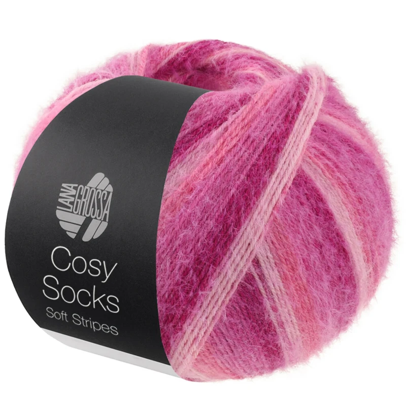 Lana Grossa Cosy Socks Soft Stripes 108 Pink/dusty pink/salmon/heather pink