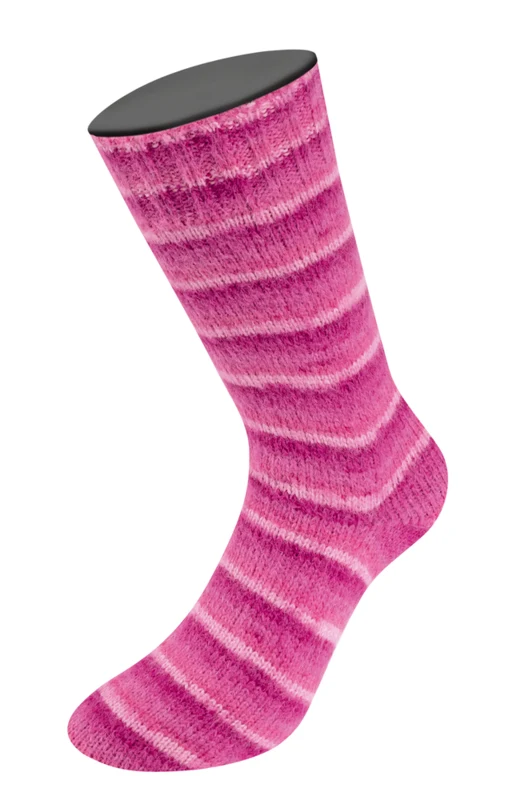 Lana Grossa Cosy Socks Soft Stripes 108 Pink/dusty pink/salmon/heather pink