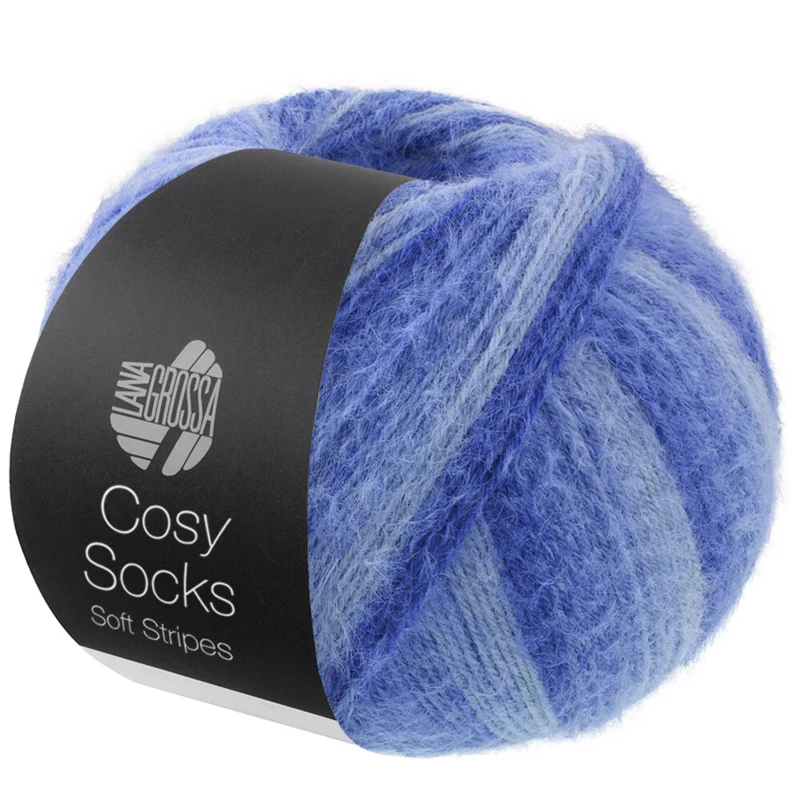 Lana Grossa Cosy Socks Soft Stripes 109 Light blue/sky blue/blue/navy