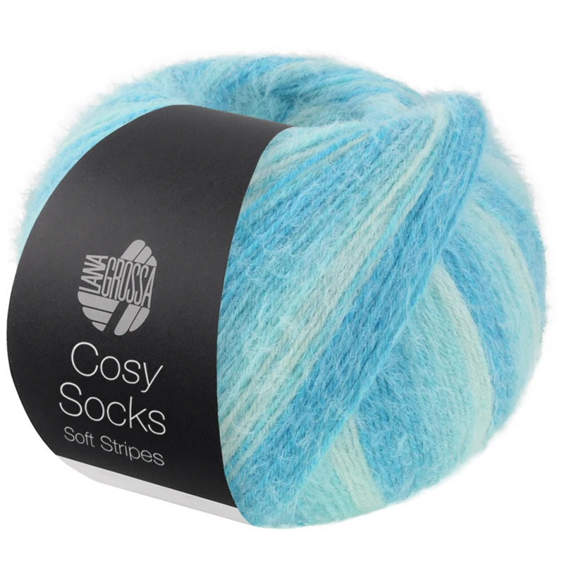 Lana Grossa Cosy Socks Soft Stripes 115 Mint/light turquoise/turquoise