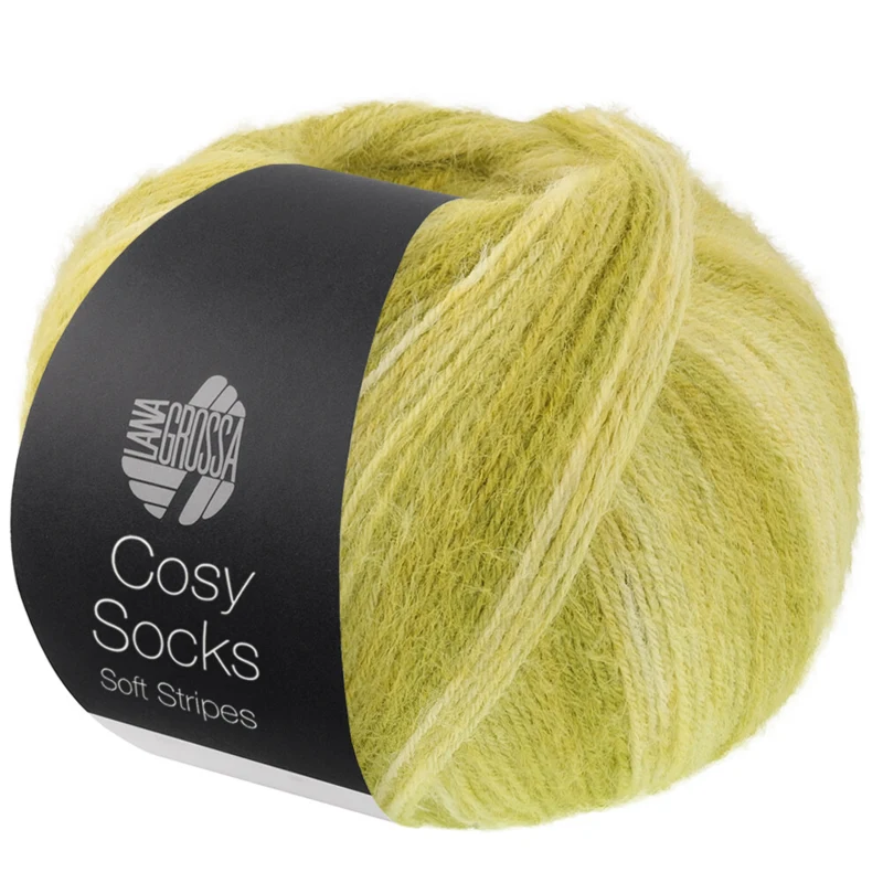 Lana Grossa Cosy Socks Soft Stripes 116 Lime/pistachio/light olive