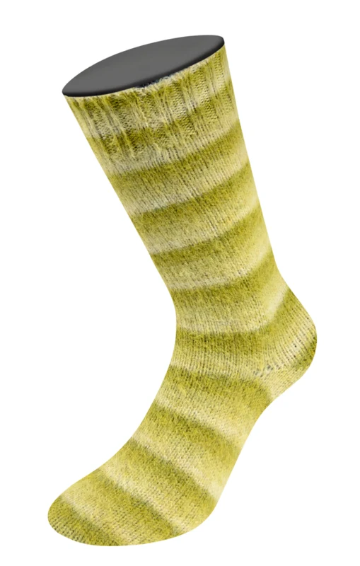 Lana Grossa Cosy Socks Soft Stripes 116 Lime/pistachio/light olive