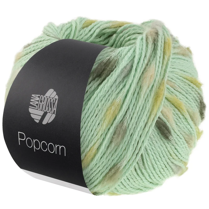 Lana Grossa Popcorn 16 White green/off-white/soft yellow/olive/dark grey