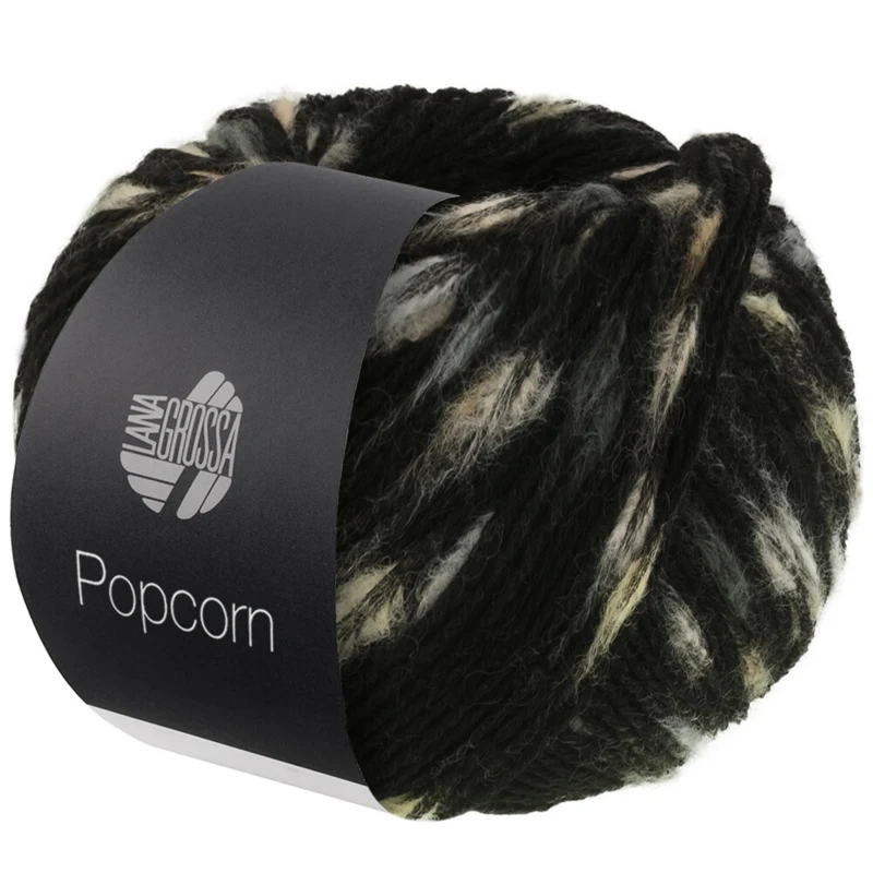 Lana Grossa Popcorn 08 Black/off-white/beige