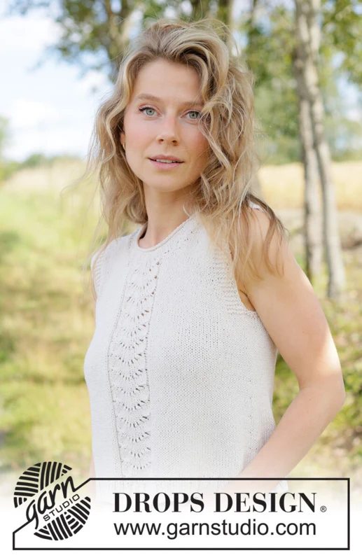 266-14 Summer Fan Top by DROPS Design