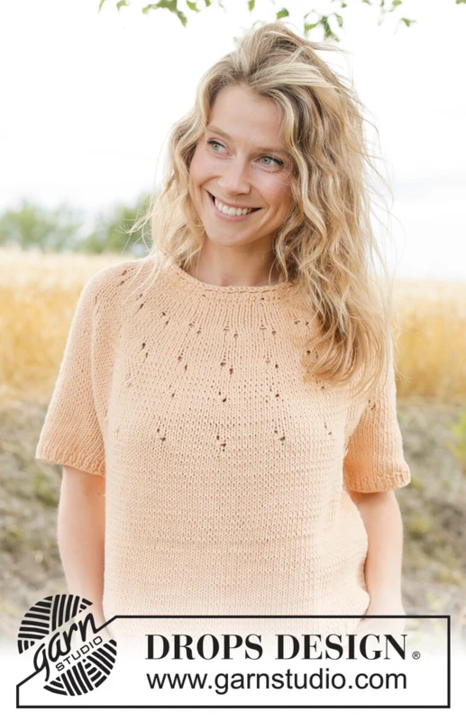 268-22 Peach Whisper Top by DROPS Design