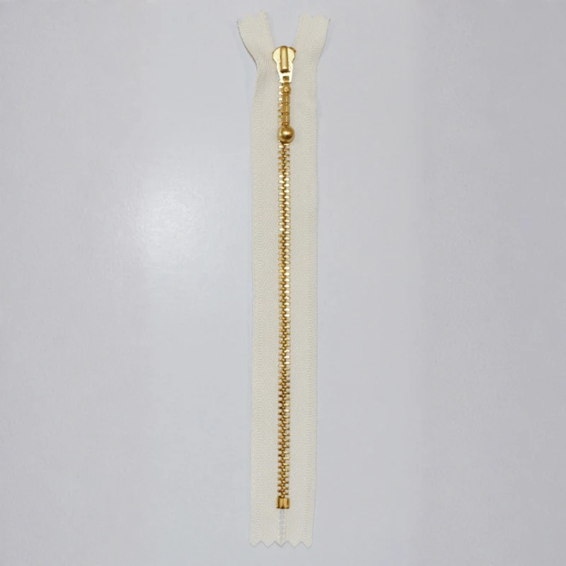 YKK Fixed Zipper, Brass, 4 mm 841 Ecru