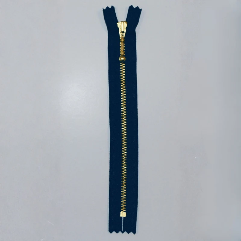 YKK Fixed Zipper, Brass, 4 mm 560 Navy