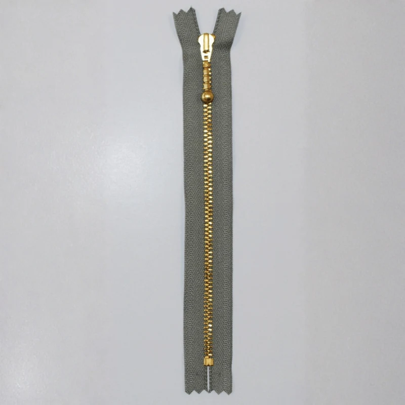 YKK Fixed Zipper, Brass, 4 mm 135 Medium gray