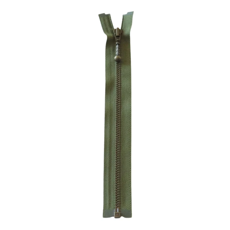 YKK Divisible Metal Zip 4 mm (9.8"-25.6" / 25-65 cm) 566 Army