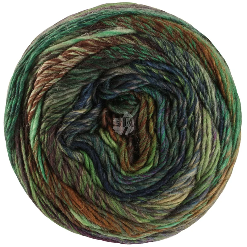 Lana Grossa Colorissimo 216 Light green/Green/Petrol/Dark petrol/Red brown/Chocolate brown/Burgundy/Grey