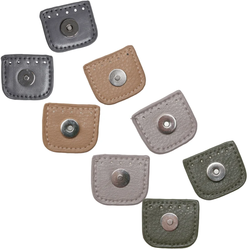 Go Handmade Magnetic Snap Closure 4 cm Grey, apricot, beige and green with silver
