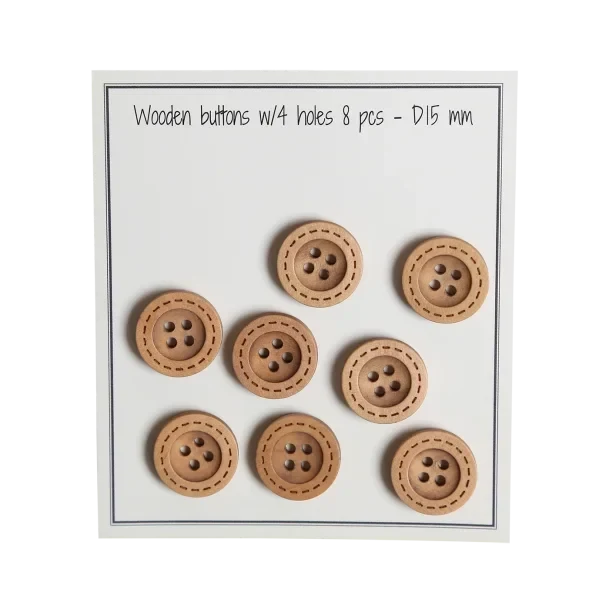 Go Handmade Wooden Buttons (8 pcs): 15 mm