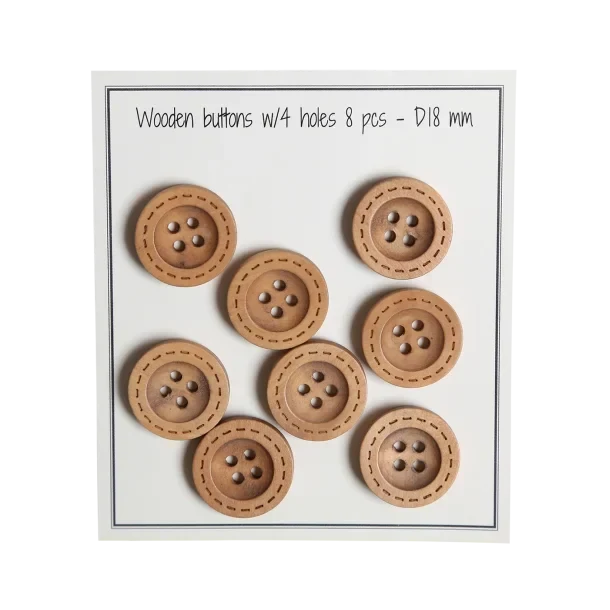 Go Handmade Wooden Buttons (8 pcs): 18 mm