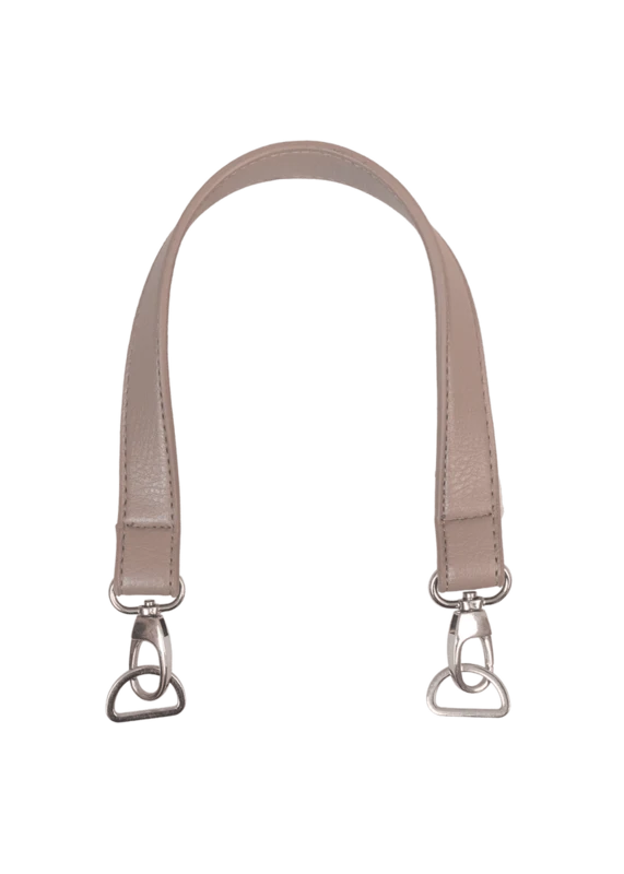 Go Handmade Bag Handle with Lobster Clasp and D-ring: 50 x 2,5 cm, Beige/Silver