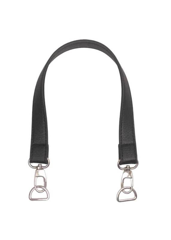 Go Handmade Bag Handle with Lobster Clasp and D-ring Black/Silver