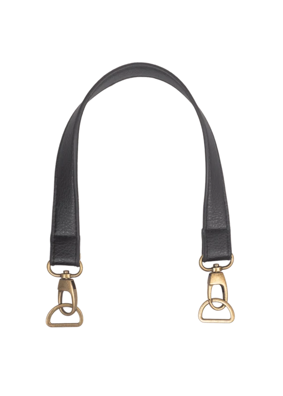 Go Handmade Bag Handle with Lobster Clasp and D-ring: 50 x 2,5 cm, Black/Bronze