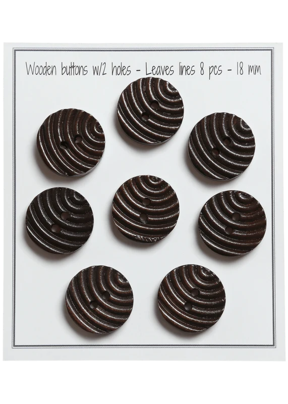 Go Handmade Wooden Buttons - Leaves Lines: 18 mm