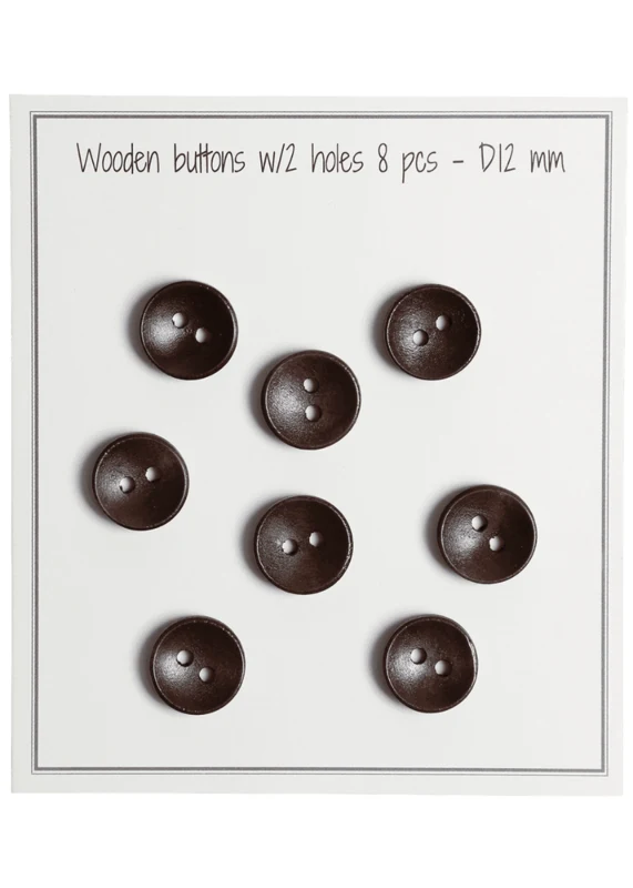 Go Handmade Deep Wooden Buttons, Dark (8 pcs) 12 mm