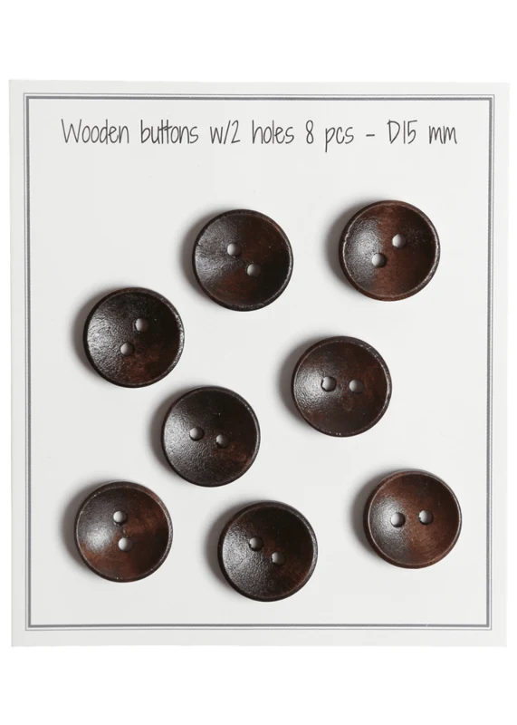 Go Handmade Deep Wooden Buttons, Dark (8 pcs) 15 mm