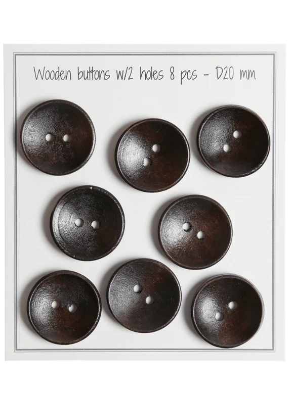 Go Handmade Deep Wooden Buttons, Dark (8 pcs) 20 mm