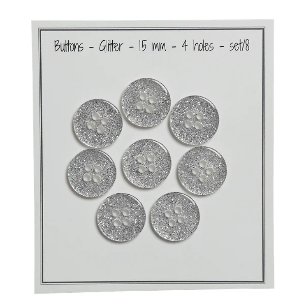 Go Handmade Glitter Buttons Silver