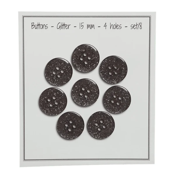 Go Handmade Glitter Buttons Black