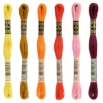 DMC Mouliné Spécial 25 Embroidery Thread, Solid Colors, Red/Yellow/Orange Shades