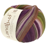 Lana Grossa Landlust Die Sockenwolle 131 Moss-/Olive-/Lime green/Cinnamon/Pink/Red-violet/Greige/Nougat striped
