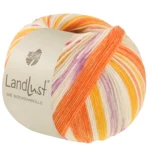 Lana Grossa Landlust Die Sockenwolle 723 Yellow orange/Red orange/Cream/Purple/Light beige/Salmon orange/Red