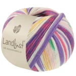 Lana Grossa Landlust Die Sockenwolle 721 Pink/Ecru/Green/Blue violet/Saffron yellow/Pink/Fuchsia