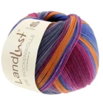 Lana Grossa Landlust Die Sockenwolle 128 Fuchsia/Wine red/Petrol/Orange/Grey/Grey green/Grey blue