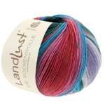 Lana Grossa Landlust Die Sockenwolle 126 Silver grey/Light grey/Medium grey/Raspberry/Dark red/Turquoise/Grey green/Dark green