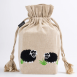 Lantern Moon Meadow Drawstring Bag Natural black