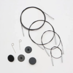 KnitPro Thin & Flex Cable, Black Silver Swivel, 15.75–59 inches